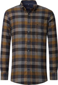 CASAMODA Herren Freizeithemd Langarm Button-Down Comfort Gelb kariert 4XL