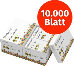 Infowerk Druckerpapier Kopierpapier 10000 Blatt 20 x 500 A4 80g Premium Weiß  PEFC