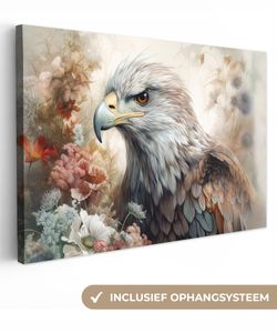 OneMillionCanvasses® - Maľba na plátne - Obraz na plátne Nástenná maľba na plátne - Orol - Orol - Vták - Kvety - Príroda - 120x80cm - Fotografia na