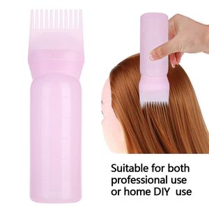 120ml Haarfärbepinsel Flasche, Shampoo Haarfarbe Öl Kamm Applikator Werkzeug Frisierutensili (Rosa)