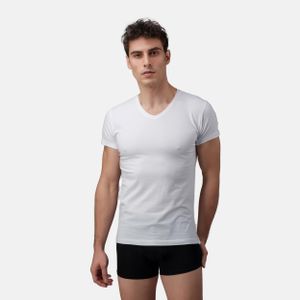 Burnell & Son Unterhemd Herren mit V-Ausschnitt 3er Pack - T-Shirt Extra Lang mit Kurzarm aus Baumwolle Basic Slim Fit
