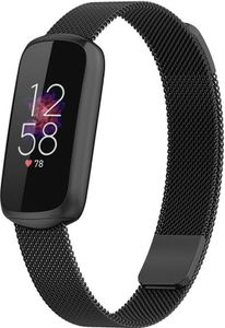 Strap-it Milanese Armband - Kompatibel mit Fitbit Luxe Armband Ersatzarmband Edelstahl - Magnetverschluss - Hochwertiges Material - für Armband Schwarz