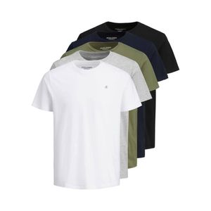 JACK&JONES Herren T-Shirt, 5er Pack - JORJXJ, T-Shirt, kurzarm, Rundhals, Baumwolle, Logo, einfarbig