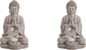 Teelichthalter Buddha 2er-Set, ca. 18 x 15 x 30 cm