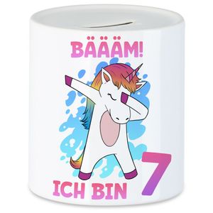 Bäääm Ich Bin 7 Spardose Einhorn 7. Geburtstag Geburtstagsgeschenk Einhorn-Fans Dabbing