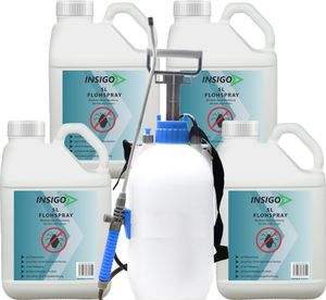 INSIGO 4x5L + 5L Sprüher Anti-Flohspray, Mittel gegen Flöhe, Flohschutz, Katzenfloh, Hundefloh, Insektenschutz, gegen Ungeziefer & Parasiten, Innen & Außen