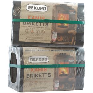 20 kg REKORD Braunkohle Briketts Kohle Brennstoff für Ofen & Kamin - 2 x 10 kg