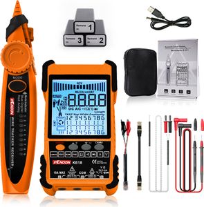 KKnoon Netzwerkkabeltester 500M POE Kabeltester Analoge digitale Suche POE-Testkabel-Pairing ID-Pairing-Empfindlichkeit Kurzschluss-Leerlauf-Tracker mit 3 ID-Pairing-Zubehör LCD-Display