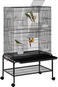 Yaheetech Vogelkäfig groß Vogelvoliere mit 3 Sitzstangen Papageienkäfig mit 6 Türen Käfig für Wellensittich 4 Futternapf 79 × 49 × 134,5 cm Schwarz Yaheetech Vogelkäfig groß Vogelvoliere mit 3 Sitzstangen Papageienkäfig mit 6 Türen Käfig für Wellensittich 4 Futternapf 79 × 49 × 134,5 cm Schwarz