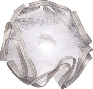 NKlaus Taufe Kerzenmanschette Kommunion aus Tüll 12x9cm Tropfschutz silber Satinband 14432