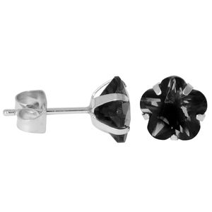 1 Paar 316L Chirurgenstahl Ohrstecker mit Glaskristall Blume Größe - 4 mm Farbe - Schwarz Ohrschmuck Ohrringe Ohrhänger