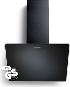 MEDION Dunstabzugshaube 60 cm (Kopffrei, Glas, 3 Stufen, Aluminum-Fettfilter, Touch Gesten Steuerung, LED Beleuchtung, MD37774) schwarz
