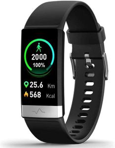 Fitness Armband Schrittzähler, Fitness Tracker mit Herzfrequenzmesser Blutdruckmessung Pulsuhr Kalorienzähler, IP68