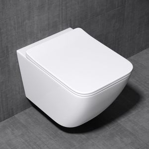 Mai & Mai Spülrandloses Wc Hänge-WC A308 Spülrandlose Toilette Hänge-Toilette aus Keramik mit Absenkautomatik Soft-Close