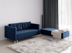 MEBLITO Sofa Couch mit Hocker Lizbona Wohnlandschaft Sofagarnitur Wohnzimmer Bettkasten