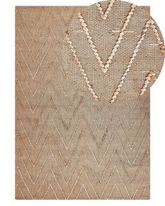 BELIANI Teppich Beige Jute Baumwolle 160 x 230 cm Rechteckig Geometrisches Muster handgewebt Boho Stil Schlafzimmer Wohnzimmer