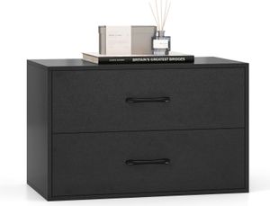 Komoda COSTWAY z 2 szufladami, szafka z szufladami z możliwością sztaplowania, drewniany kredens, szafka do przechowywania, komoda z szufladami 60 x 34 x 38 cm (czarna)