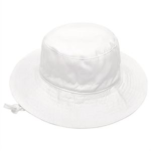 Sommerhut für Kinder, große Krempe, Uni, winddicht, mit festem Riemen, Sonnenschutz, UV-Schutz, atmungsaktiv, tragbar, für Camping, Strand, Reisen, Sonnenhut, Kappe, Weiß, S