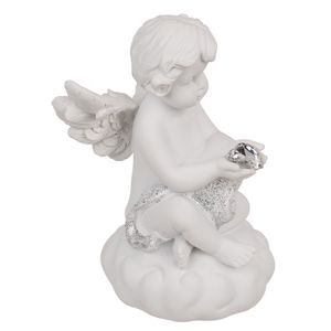 Engel sitzend mit Herz in der Hand LED Beleuchtung Wheinachten Tischdeko Putte