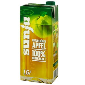 Sunju „Naturtrüber Apfel“ 100% Direktsaft 8 x 1,5l - Lausitzer Apfelsaft naturtrüb // Großpackung