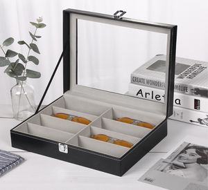 Brillenetuis, Brillenbox, Aufbewahrungsbox, 8 Gitter Brillenetui, Schiebedach, Sonnenbrillen-Organizer, für Schmuck, Schlüssel, minimalistisch