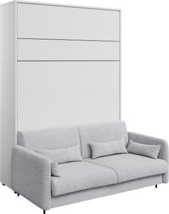Furniture24 Schrankbett mit sofa Bed Concept 140x200 cm Wandbett Bett im Schrank Klapbett Weiß/Grau