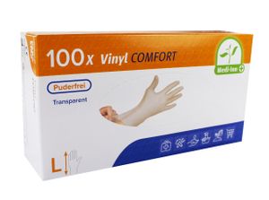 MediInn Vinyl-Handschuh "Comfort" L puderfrei transparent 100 Stück