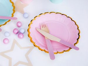 Holzbesteck 18-teiliges Set für 6 Personen 16cm Pastellfarben