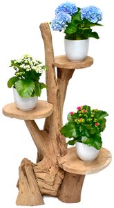 Teak Blumenständer Blumenpodest Pflanzentreppe Ständer Blumenhocker Podest Regal H60cm