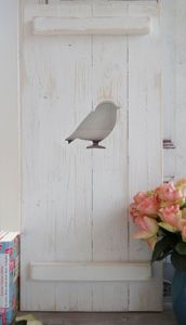 Landhaus Fensterladen Vogel in weiß,Shabby antique chic Handgefertigt