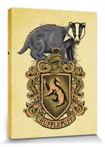 Harry Potter Poster Leinwandbild Auf Keilrahmen - Wappen Von Hufflepuff (80 x 60 cm)