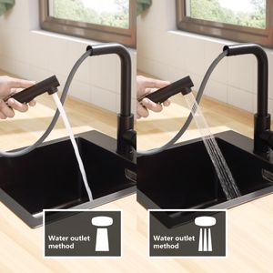 Wasserhahn Küche Ausziehbar Küchenarmatur mit 2 Strahlarten Spültischarmatur 360° Schwenkbar Mischbatterie Küche  Schwarz