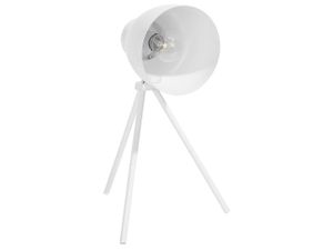 BELIANI Tischlampe Weiß Metall 43 cm Scheinwerfer-Look verstallbarer Schirm Dreibeinig langes Kabel mit Schalter Retro Design