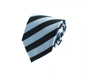 Fabio Farini - Krawatte - gestreifte Herren Krawatte - Tie mit Streifen in 6cm oder 8cm Breite Breit (8cm), Schwarz/Himmelblau