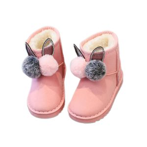 Kinder Stiefeletten Flache Warme Schuhe Lässige Schnee Boots Faux Wildleder Plüsch Stiefel Rosa,Größe:EU 32