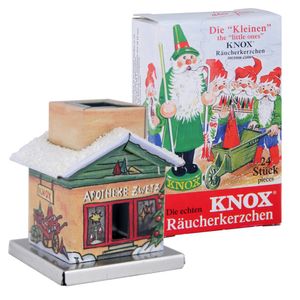 KNOX - Mini Räucherhaus The Little One Motiv Apotheke mit Räucherkerzen Bunte Mischung - Inhalt 24 Stück, Größe S (Klein)