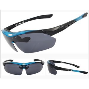 Polarisierte Fahrradbrille mit 5 Wechselgläsern TR90 Rahmen Herren Damen Sport Radsport MTB Sportbrille Radsportbrille Sportbrille Fahren Angeln Baseball Laufen,blau