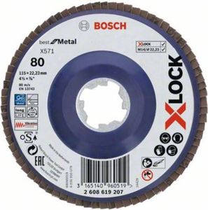 Bosch Fächerschleifscheibe X571 Best for Metal gerade 115 mm K 80 Kunststoff 10 Stk