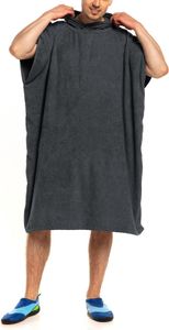 Aquarti Damen Herren Badeponcho Frottee Kapuzenhandtuch Umziehhilfe Surf Poncho mit Kapuze, Farbe: Anthrazit, Größe: S/M