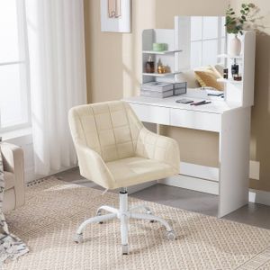 WOLTU Schreibtischstuhl drehbar, Schminktisch Stuhl, Bürostuhl ergonomisch, Stoff, Beige