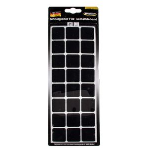 MASTERPROOF PROFESSIONAL Möbelgleiter 28 x 28 mm, Filz schwarz, selbstklebend 24 Stück