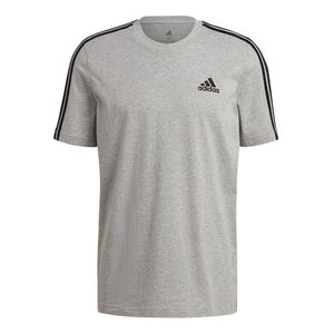 adidas T shirt Herren Rundhals im 3 Streifen Design, Größe:M, Farbe:Grau