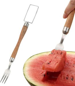 Obstschneider-Werkzeuge | Melonengabelschneider,Obstteiler mit Massivholzgriff, Doppelkopf-Design für bequemen Halt, ideal für Treffen, Picknick, Familie, Sommerparty