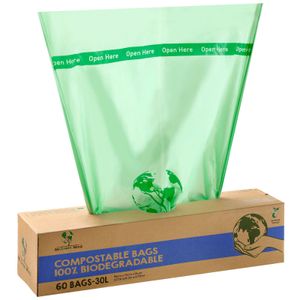 Mr. Green Mind kompostierbare müllbeutel 30 Liter 60 Stück – 72 x 54 cm – 100 % kompostierbare Müllsäcke – Inkl. Spender