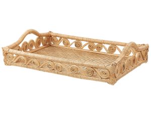 BELIANI Dekotablett Natur aus Rattan 51 x 39 cm Rechteckig Deko Wohnaccessoires Tischdeko Boho Modern für Esszimmer Esstisch Wohnzimmer