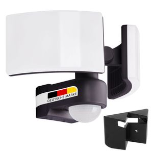 LED Außenwandleuchte mit Bewegungsmelder Fluter Schzwarz Schwenkbar | 40W Neutralweiß 4000K IP65 3200lm | Eckmontage möglich | SUN3200