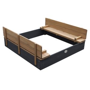 AXI Sandkasten Ella aus Holz mit Deckel XL | Sand Kasten mit Sitzbank & Abdeckung für Kinder in Anthrazit & Braun | 120 x 120 cm