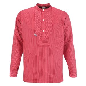 modAS Uni Finkenwerder Fischerhemd Basic Line – Hemd Seemann Skipper Fischer-Hemd gestreift aus Baumwolle mit schmalen Streifen in Rot Größe XL