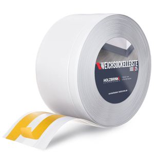 HOLZBRINK Weichsockelleiste selbstklebend Weiß Knickleiste, Material: PVC, 100x25mm, 15 Meter