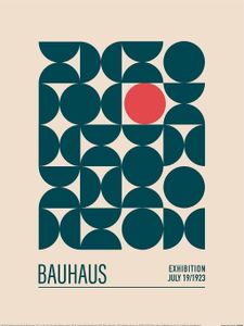 Emel Tunaboylu - bedruckt "Bauhaus Mavi Kureler" PM7524 (40 cm x 30 cm) (Beige/Blau/Rot)